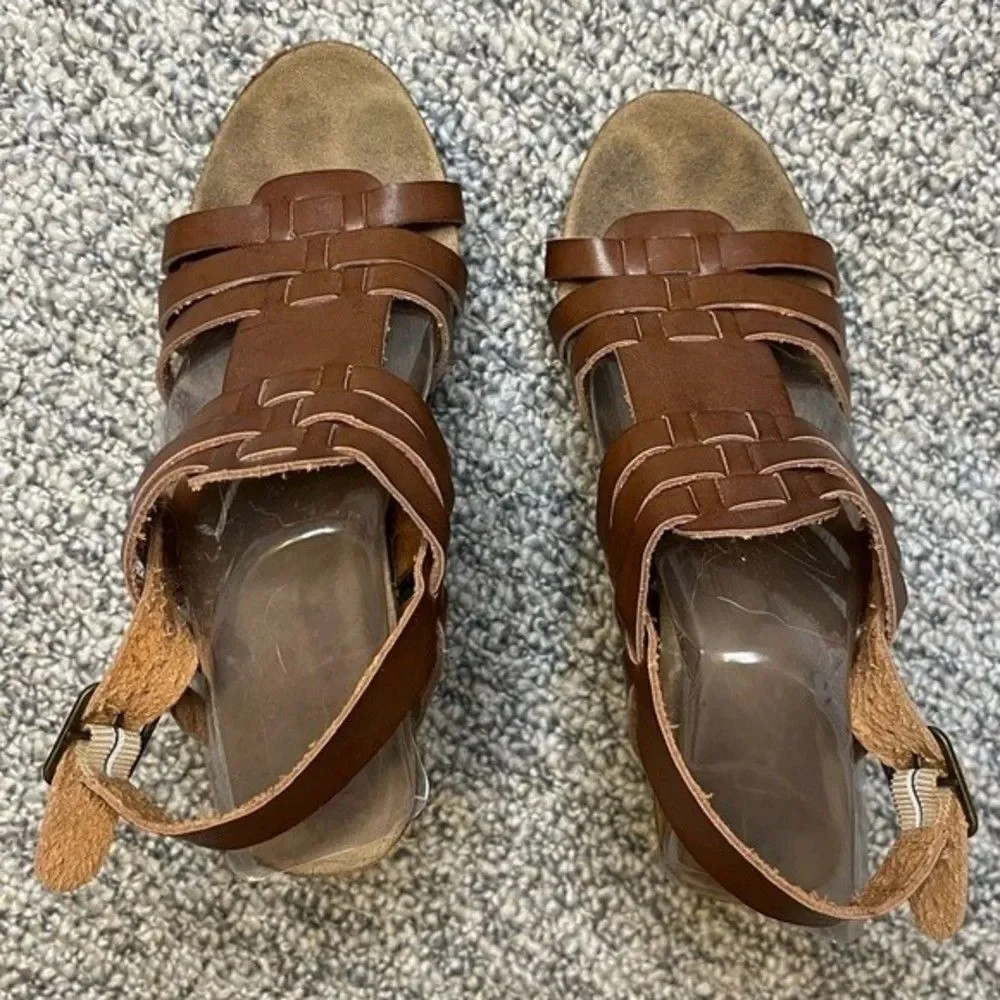 MIA Brown Platform Espadrille Wedge Sandals Size 6